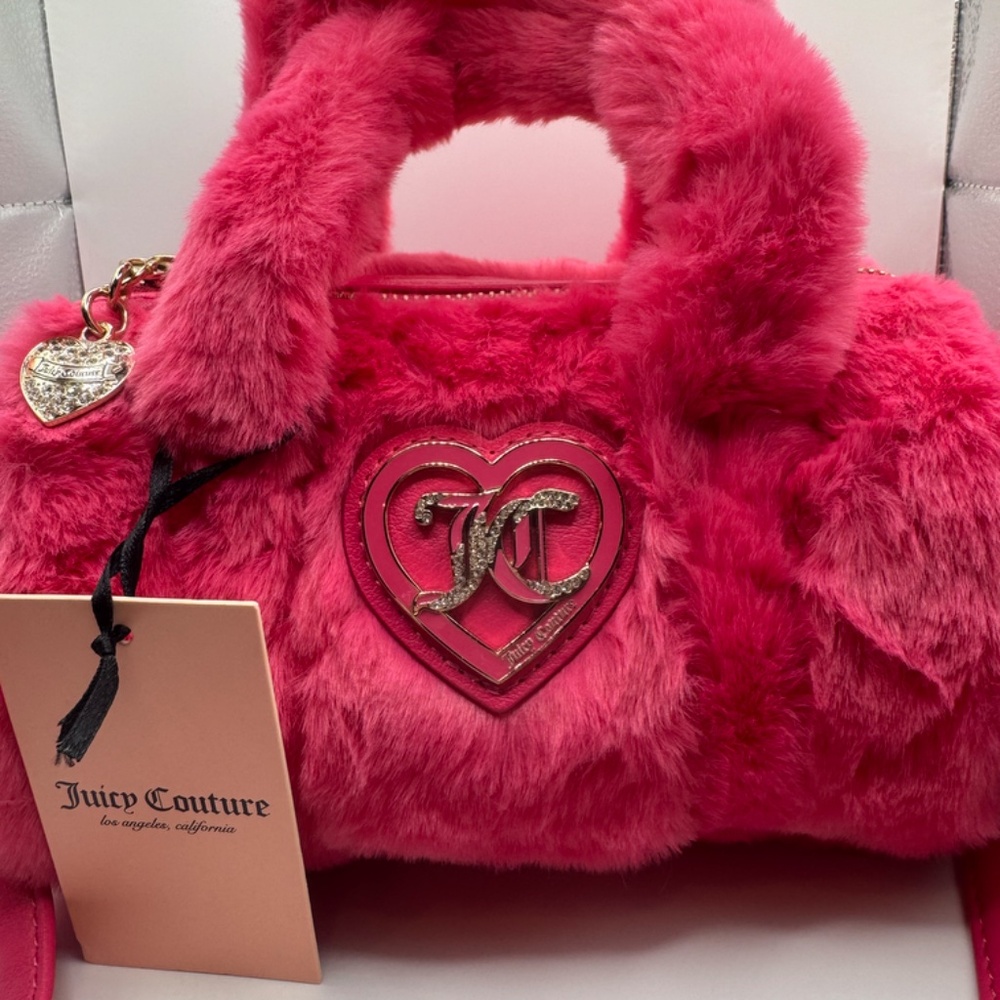NWT Juicy Couture Pink Fuzzy Crossbody - Picture 9 of 11